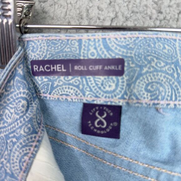 NYDJ Rachel Roll Cuff Ankle Jeans Women’s 6 Blue Paisley Print Mid Rise - Picture 9 of 15